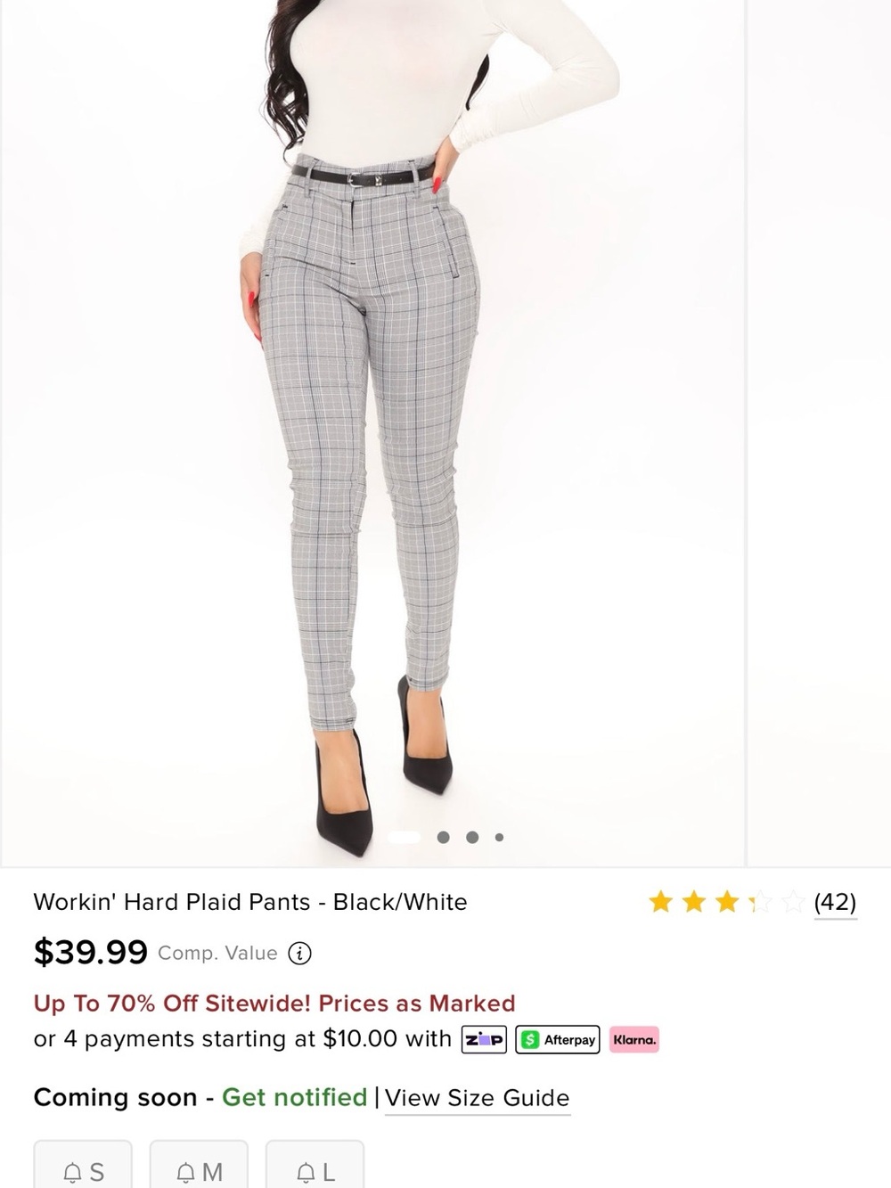 Plaid Skinny Dress Pants - Black & White